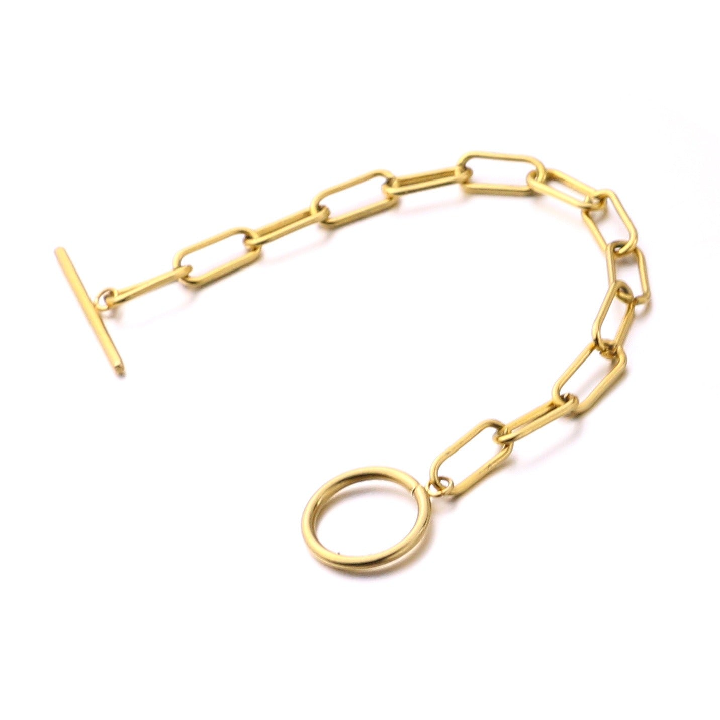 Millie – T-Bar-Armband mit rechteckigen Goldgliedern