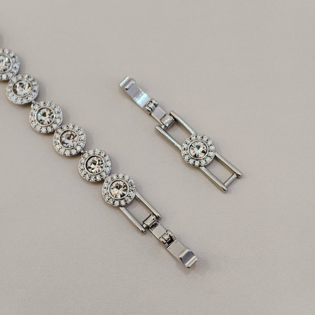 Victoria – Halskette und Armband mit glänzendem runden Knopf