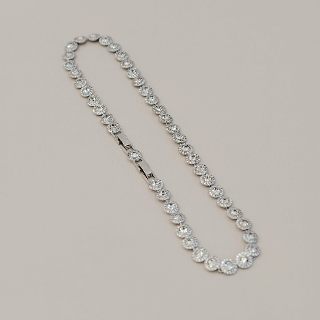 Victoria – Halskette und Armband mit glänzendem runden Knopf