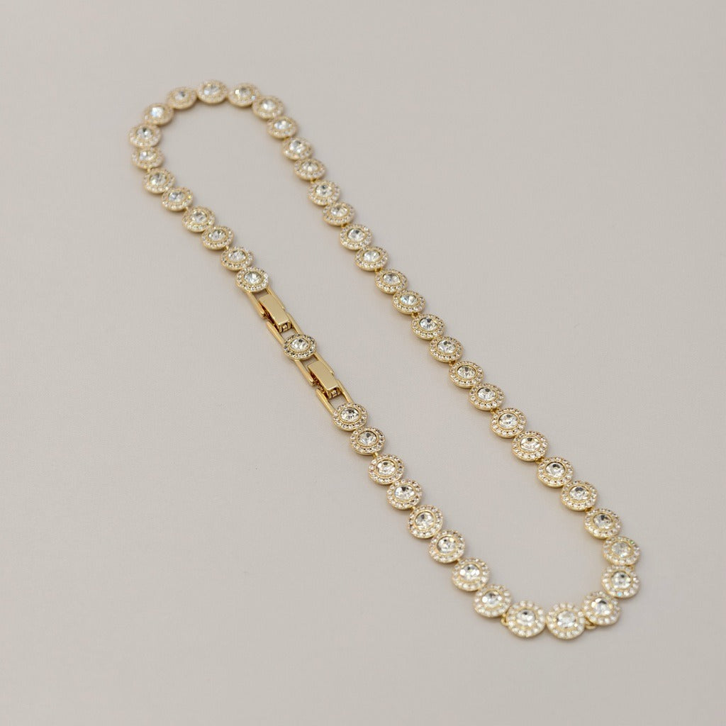 Victoria – Halskette und Armband mit glänzendem runden Knopf