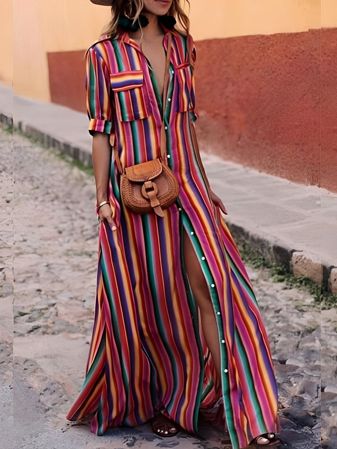 Samara - Raffiniertes gestreiftes Maxikleid