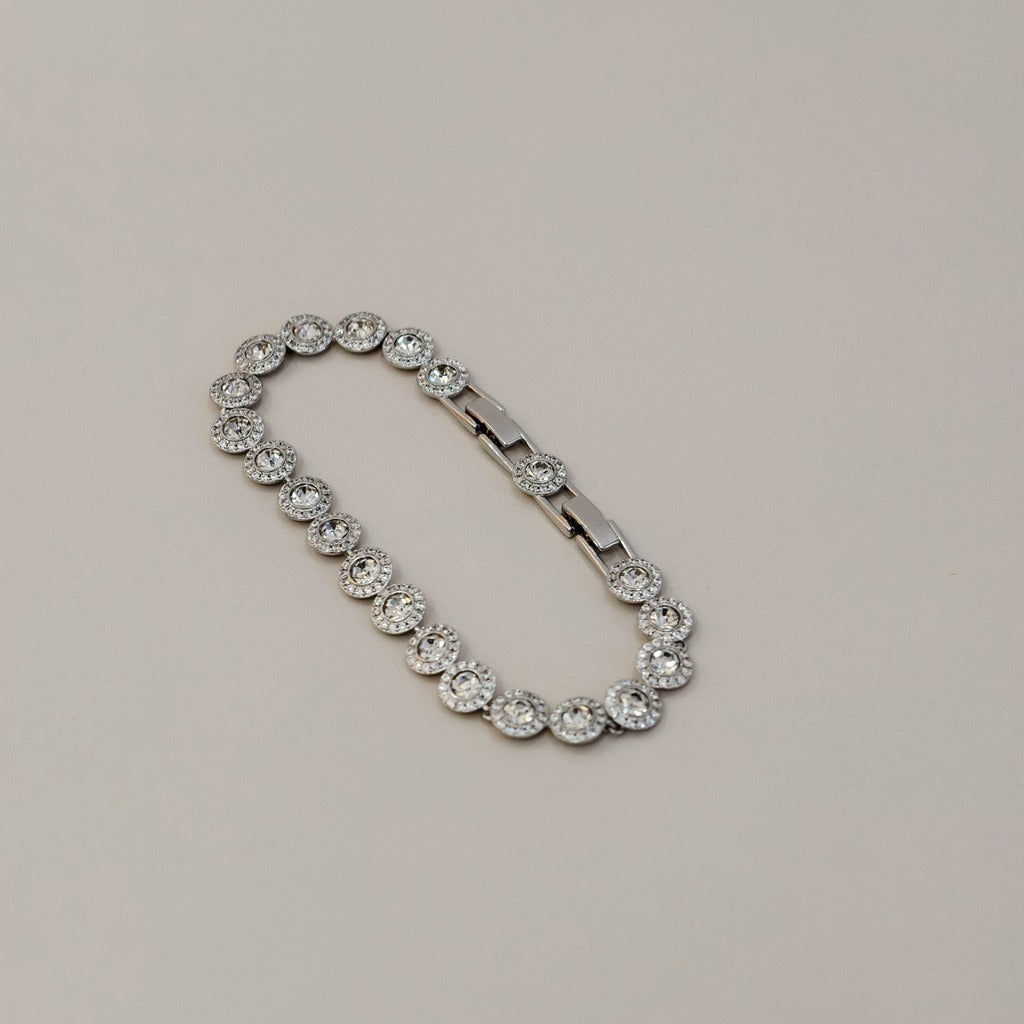 Victoria – Halskette und Armband mit glänzendem runden Knopf