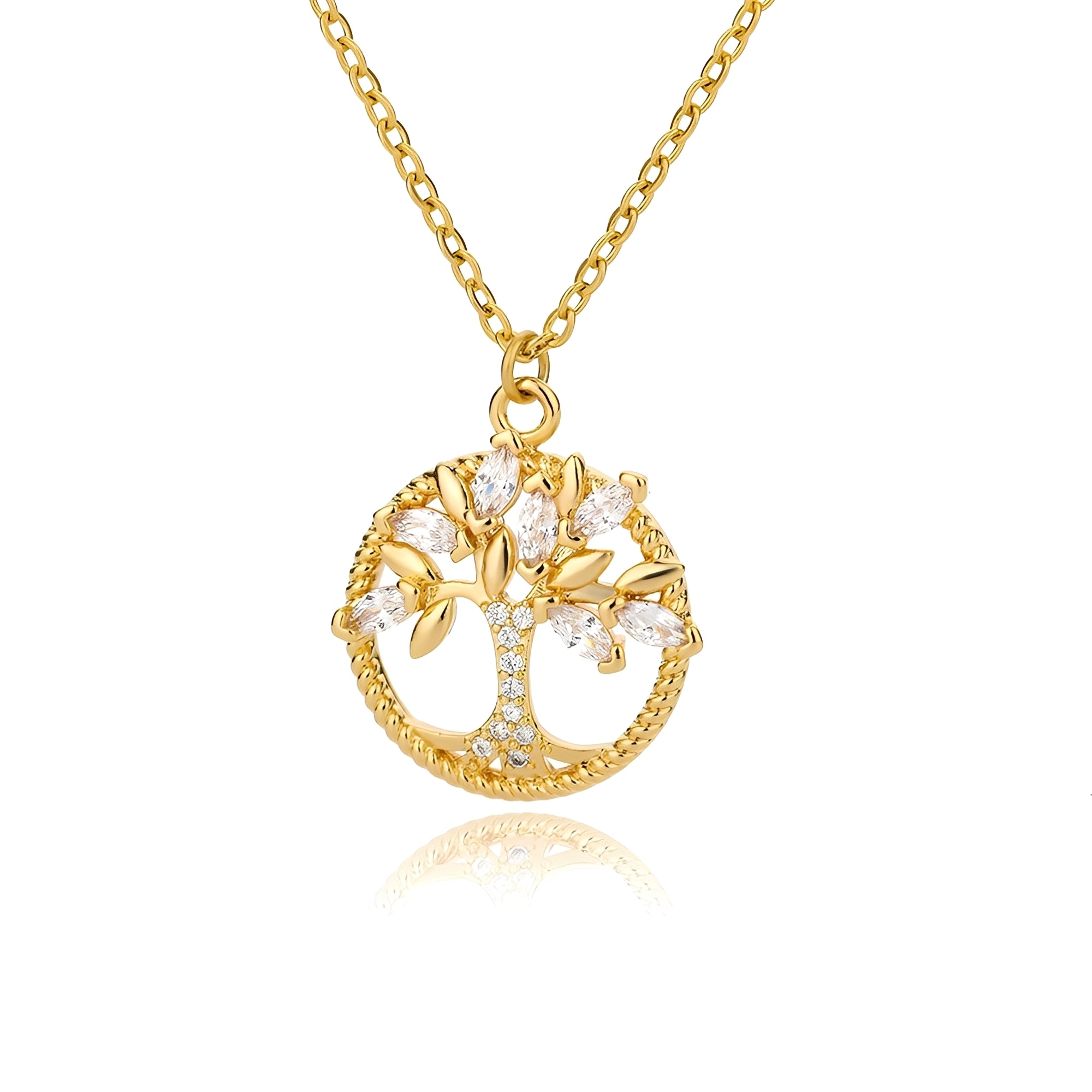 Toshi – Lebensbaum-Halskette aus Gold mit Zirkonia
