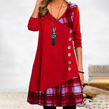 Shawnee - Lässiges Kleid mit Patchwork-Design und Karos für Damen