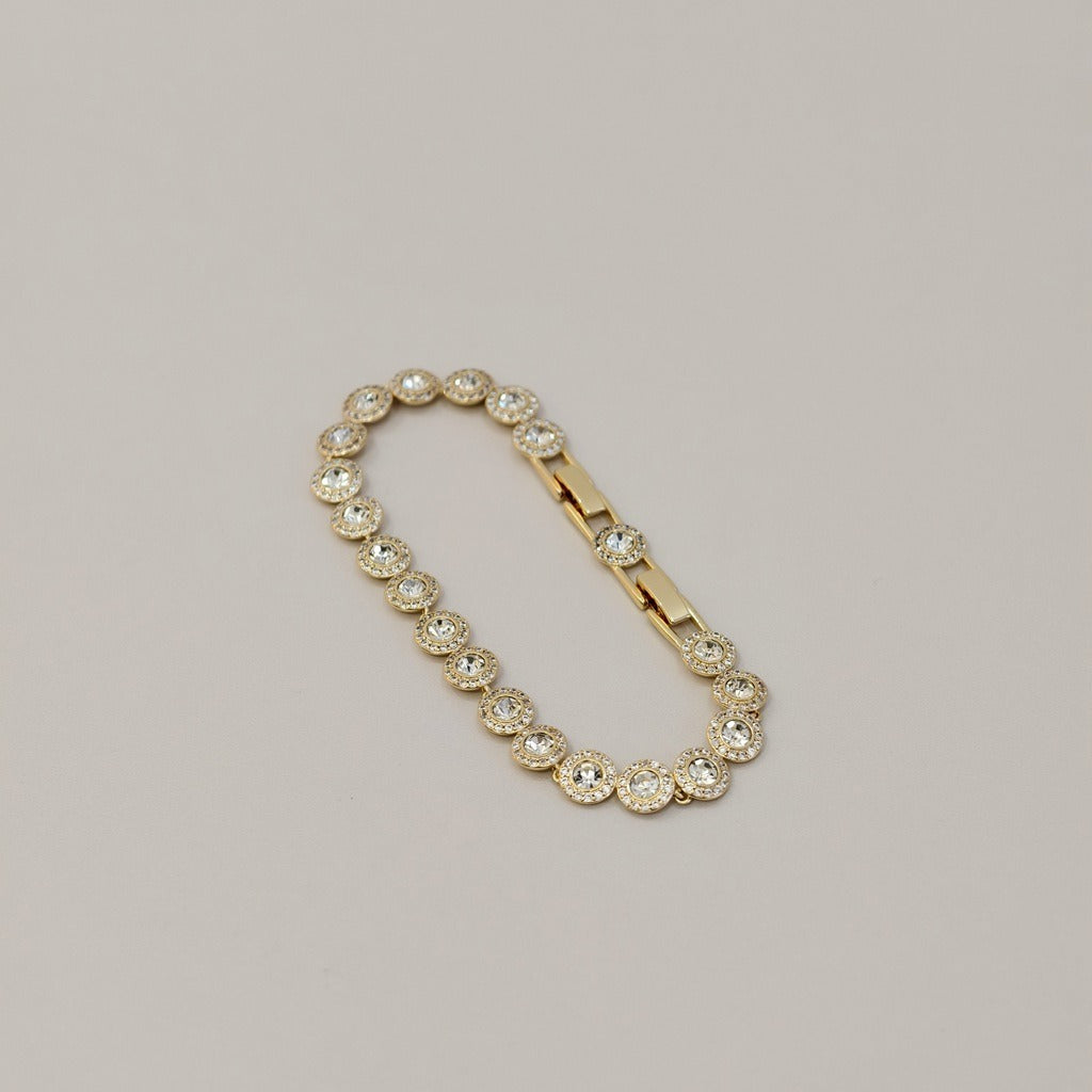 Victoria – Halskette und Armband mit glänzendem runden Knopf