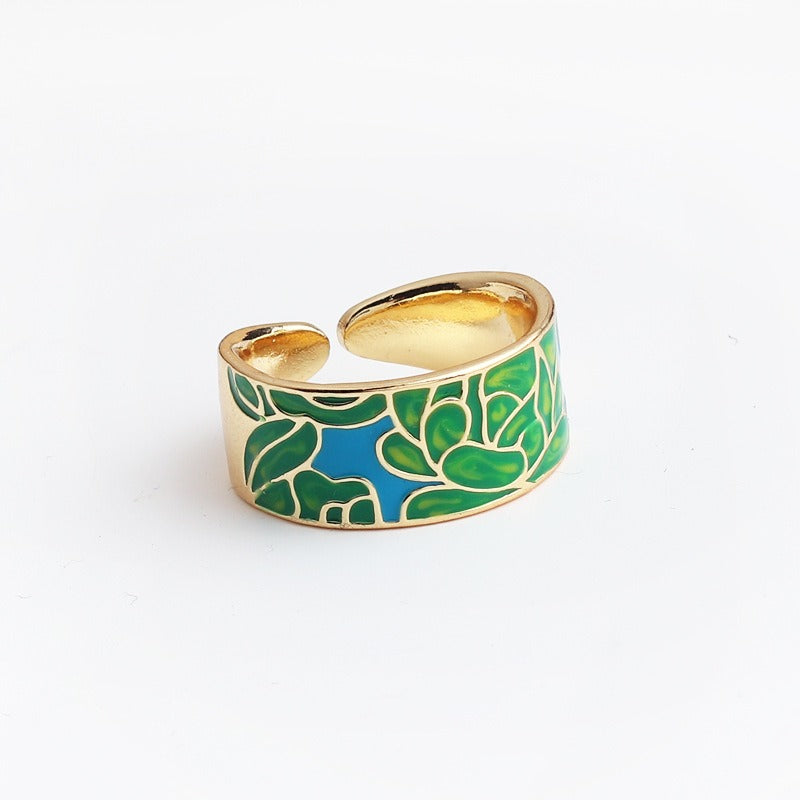 Kamille – Großer Camille-Ring mit blauem Blattmotiv