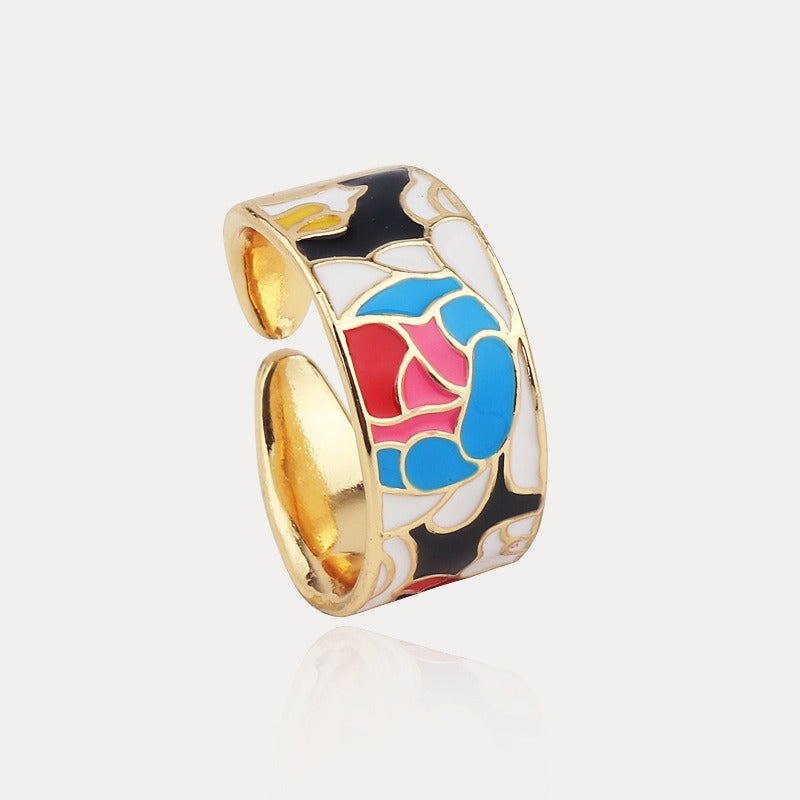 Kamille – Großer Camille-Ring mit blauem Blattmotiv