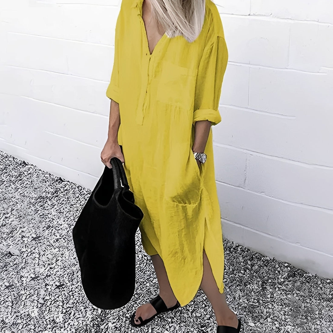 Susan - Bequemes Lässiges Schlitzkleid