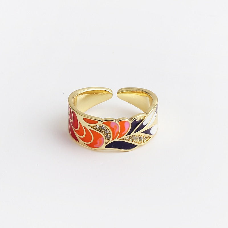 Kamille – Großer Camille-Ring mit blauem Blattmotiv