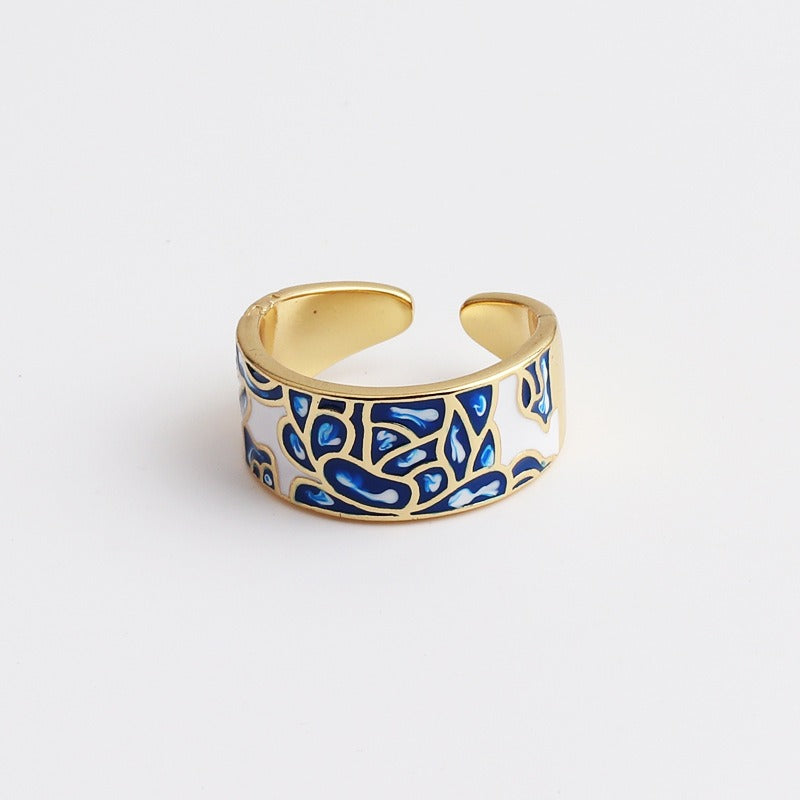 Kamille – Großer Camille-Ring mit blauem Blattmotiv