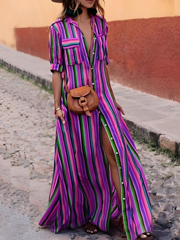 Samara - Raffiniertes gestreiftes Maxikleid