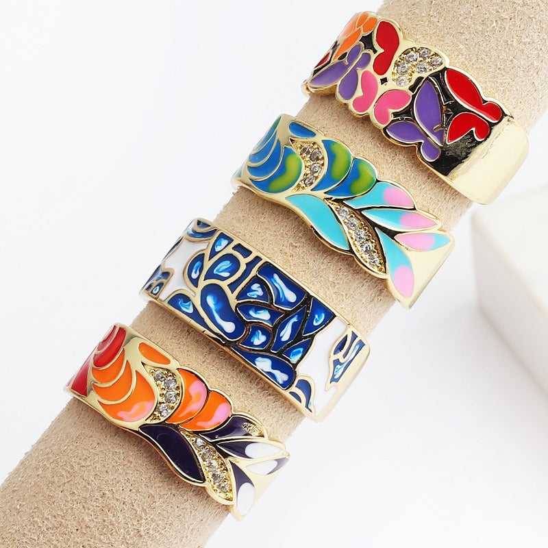 Kamille – Großer Camille-Ring mit blauem Blattmotiv
