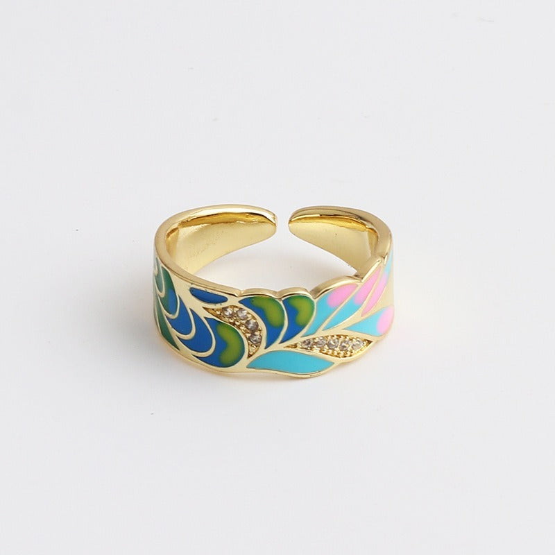 Kamille – Großer Camille-Ring mit blauem Blattmotiv