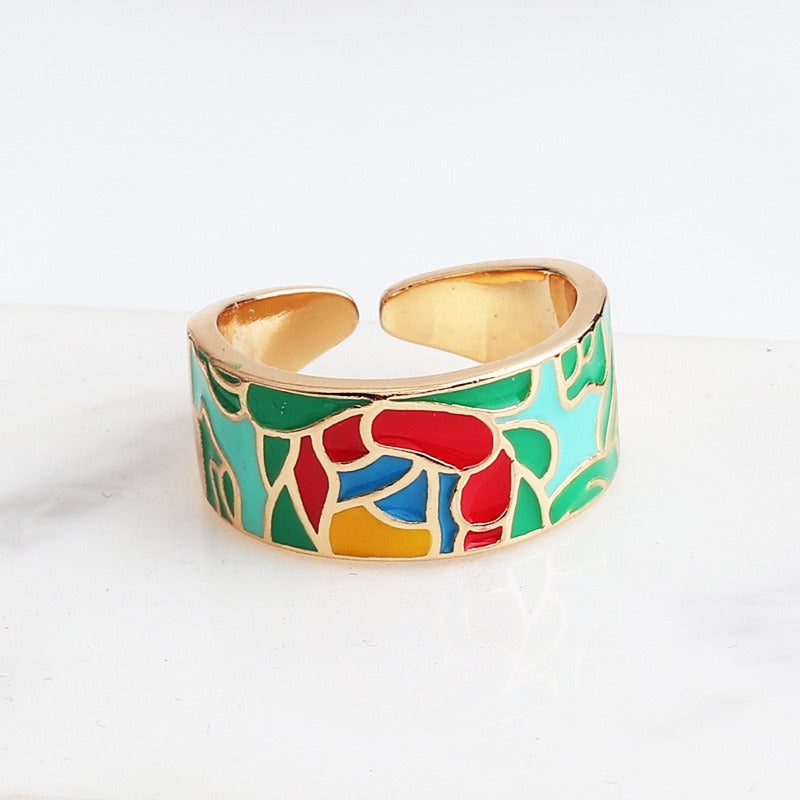 Kamille – Großer Camille-Ring mit blauem Blattmotiv