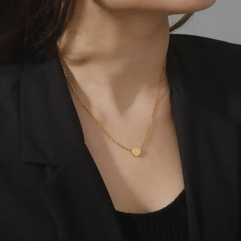 Herz - Goldene Initialen-Halskette