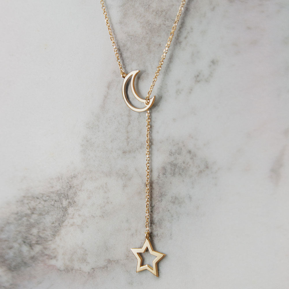 Mond und Stern - Lariat-Halskette