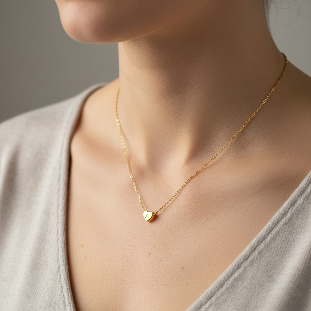 Amora – Halskette mit Herzinitialen in Goldbeschichtung