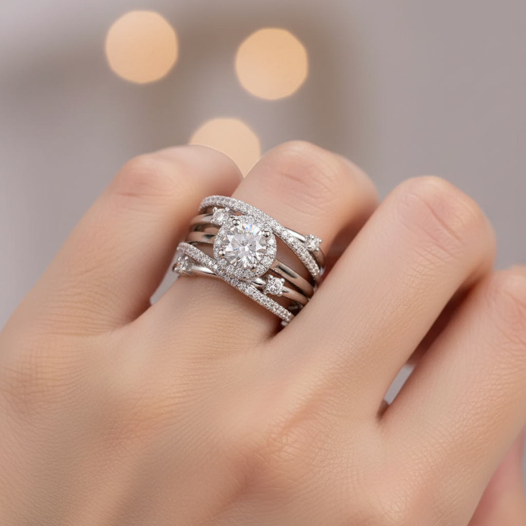 Ivanna – Ring mit ineinander verschlungenen funkelnden Zirkonias