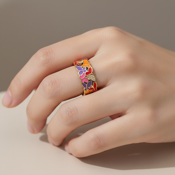 Kamille – Großer Camille-Ring mit blauem Blattmotiv
