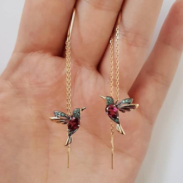 Elayne – Kolibri Ohrringe mit Emaille und Zirkonia