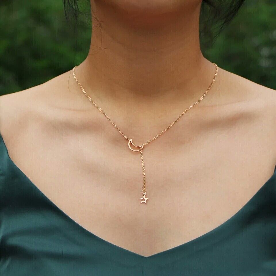Mond und Stern - Lariat-Halskette